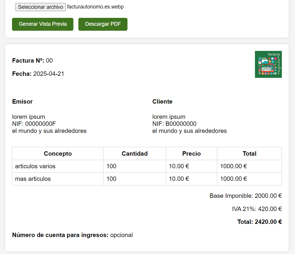 Programa de Facturación que crea facturas en pdf gratis en un par de clics